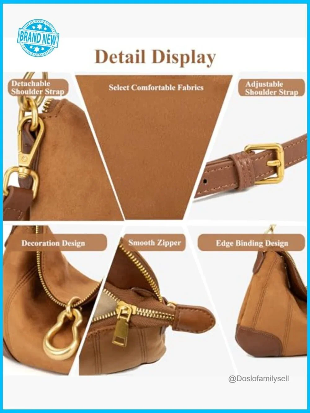 Small Hobo Purse with Metal Pendant Embellished Retro Satchel Handbag